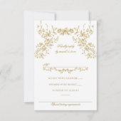 ヴィンテージエレガンス黄金の花結婚写真 出欠カード (裏面)