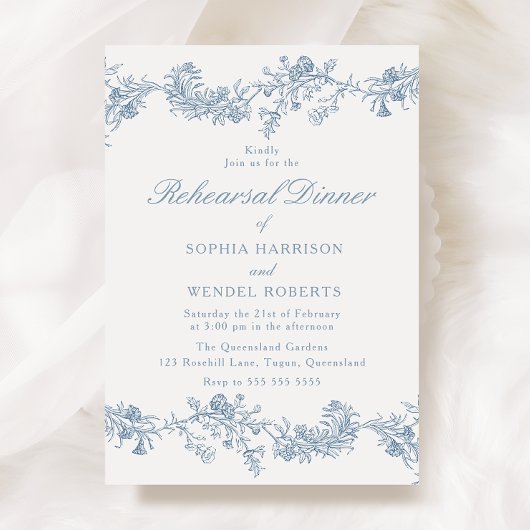 ヴィンテージエレガンス：クラシックフローラリハーサルディナー 招待状