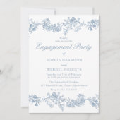 ヴィンテージエレガンス：クラシックフローラ婚約パーティ 招待状 (正面)