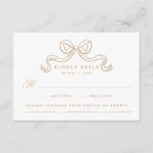 ヴィンテージエレガンス ゴールドボウ ウェディング食事 RSVP エンクロージャーカード (正面)