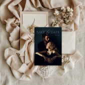 ヴィンテージエレガンス ダスティーブルー フラワーフレーム ウェディング セーブザデート