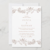 ヴィンテージエレガンス:ニュートラルクラシックフローラ結婚ズ 招待状 (正面)