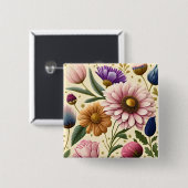 ヴィンテージエレガンス – ノスタルジックチャーム-レトロフローラ 缶バッジ (正面&裏面)