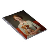 ヴィンテージエレガンス：パステルで子犬を持つ女性 ノートブック (右側)