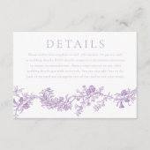 ヴィンテージエレガンス：パープルラベンダーウェディングの詳細 エンクロージャーカード (正面)