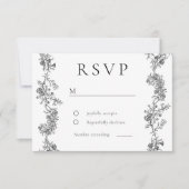 ヴィンテージエレガンス：ブラック&ホワイトクラシック結婚ズ 出欠カード (正面)