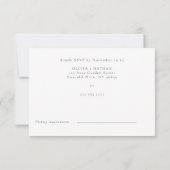 ヴィンテージエレガンス：ブラック&ホワイトクラシック結婚ズ 出欠カード (裏面)