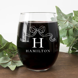 ヴィンテージエレガンス ボー ウェディング モノグラム ステムなしワイングラス