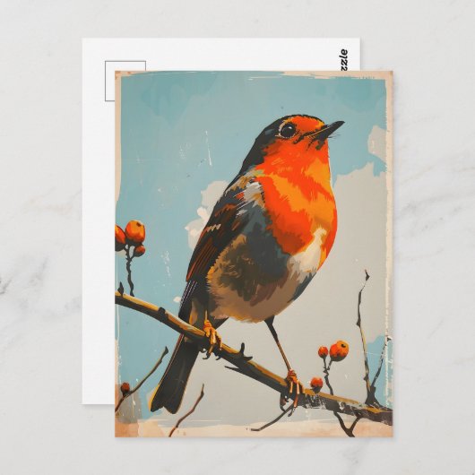 ヴィンテージエレガンス：レッドロビンのタイムレスポートレート ポストカード (正面/裏面)