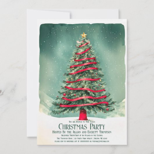 ヴィンテージエレガンス：威厳のあるクリスマスツリーパーティー 招待状 (正面)