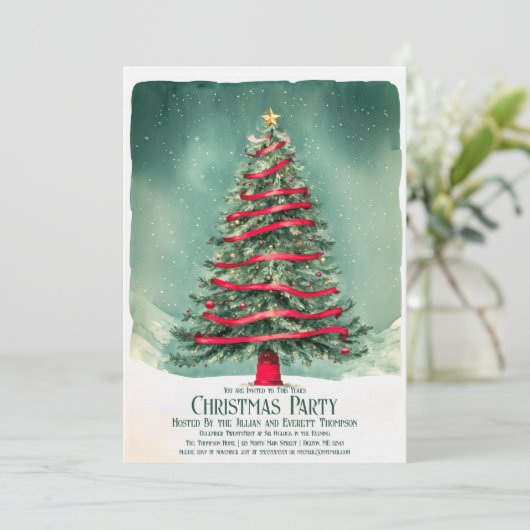 ヴィンテージエレガンス：威厳のあるクリスマスツリーパーティー 招待状 (スタンド正面)