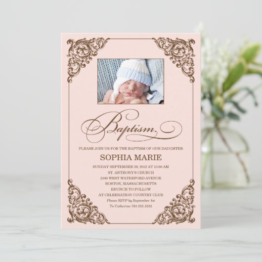 ヴィンテージエレガンス|洗礼招待状 招待状 (スタンド正面)