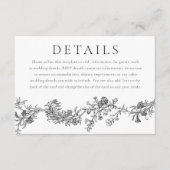 ヴィンテージエレガンス：白黒結婚詳細 エンクロージャーカード (正面)
