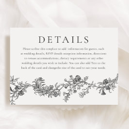 ヴィンテージエレガンス：白黒結婚詳細 エンクロージャーカード