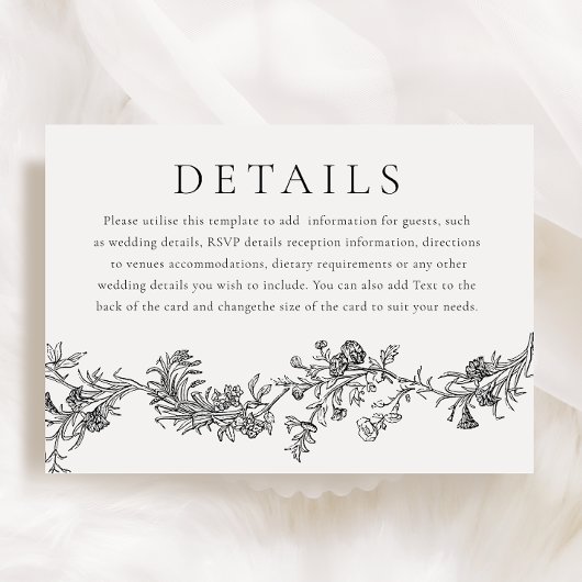 ヴィンテージエレガンス：白黒結婚詳細 エンクロージャーカード