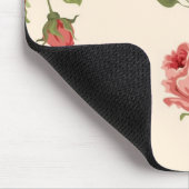 ヴィンテージエレガントかわいらしピンクレッドローズパターン マウスパッド (コーナー)