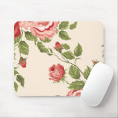 ヴィンテージエレガントかわいらしピンクレッドローズパターン マウスパッド (マウス)