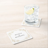 ヴィンテージエレガントが盛んだ書道のカップル名 スクエアペーパーコースター (インサイチュ)