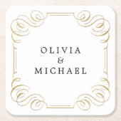 ヴィンテージエレガントが盛んだ書道のカップル名 スクエアペーパーコースター (正面)