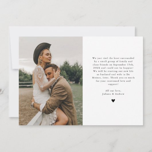 ヴィンテージエレガントが逃げ結婚た写真 案内状 (裏面)