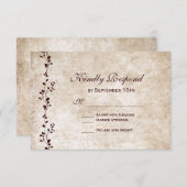 ヴィンテージエレガントつる植物素朴ウェディングRSVPカード 出欠カード (正面/裏面)