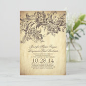 ヴィンテージエレガントと贅沢結婚の 招待状 (スタンド正面)