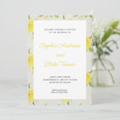 ヴィンテージエレガントと黄色のフローラ結婚 招待状 (スタンド正面)