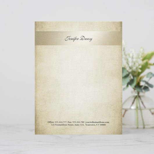 ヴィンテージエレガントなウェディングオールド紙フェイク金ゴールドストライプ レターヘッド (スタンド正面)