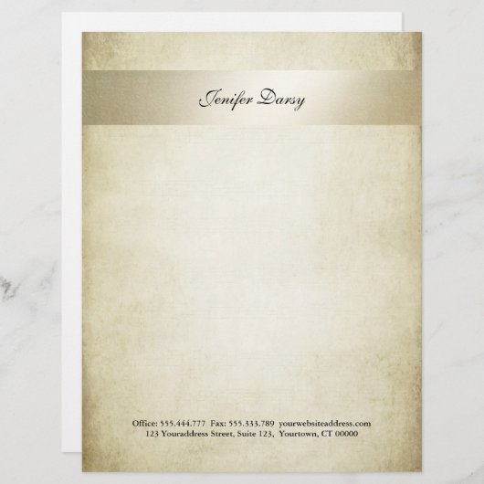 ヴィンテージエレガントなウェディングオールド紙フェイク金ゴールドストライプ レターヘッド (正面/裏面)