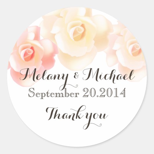 ヴィンテージエレガントなロマンチックなバラありがとう ラウンドシール (正面)