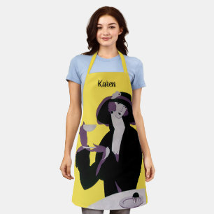 ヴィンテージエレガントな女性がアフタヌーンティーパーティーを楽しむ エプロン