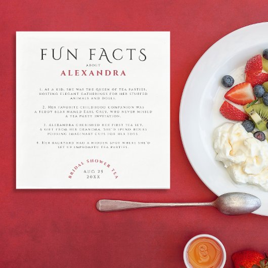 ヴィンテージエレガントな楽しい事実 ブライダルシャワーティーパーティー スタンダードランチョンナプキン