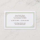 ヴィンテージエレガントな緑のブラウンは名刺をスクロールします 名刺 (裏面)