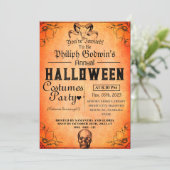 ヴィンテージエレガントのハロウィーンの衣装パーティー 招待状 (スタンド正面)