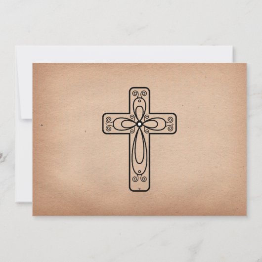 ヴィンテージエレガントの十字架と鳩のバプテスマ 招待状 (裏面)