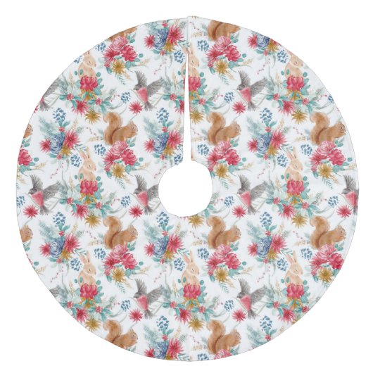 ヴィンテージエレガントの森の動物 フリース ツリースカート (正面)