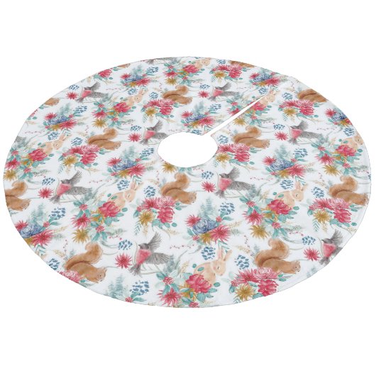 ヴィンテージエレガントの森の動物 フリース ツリースカート (アングル)