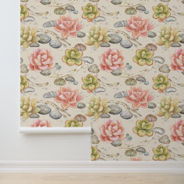 ヴィンテージエレガントの水彩多肉多肉多毛小枝 壁紙