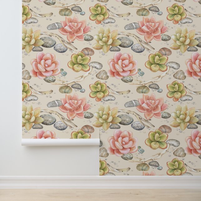 ヴィンテージエレガントの水彩多肉多肉多毛小枝 壁紙 (アプリケーション)