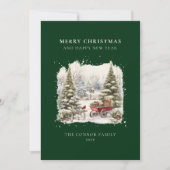 ヴィンテージエレガントの水色クリスマスツリーフォレスト シーズンカード (正面)