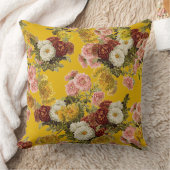 ヴィンテージエレガントの花にカラシイエロー クッション (ブランケット)