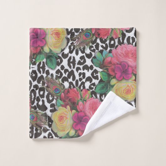 ヴィンテージエレガントの花クジャクフローラ ウォッシュタオル (ウォッシュタオル)