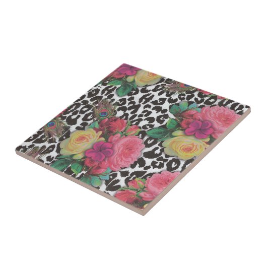 ヴィンテージエレガントの花クジャクフローラ   タイル (側面)