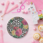 ヴィンテージエレガントの花クジャクフローラ   ペーパープレート (パーティー)