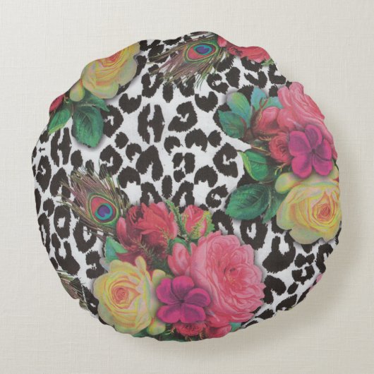ヴィンテージエレガントの花クジャクフローラ ラウンドクッション (裏面)