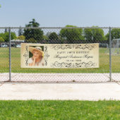 ヴィンテージエレガントの華やかなハッピーバースデー写真 横断幕 (インサイチュ)