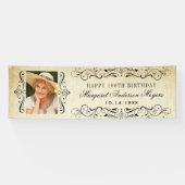 ヴィンテージエレガントの華やかなハッピーバースデー写真 横断幕 (横)