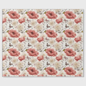 ヴィンテージエレガントの蝶の花 ラッピングペーパー (フラット)