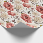 ヴィンテージエレガントの蝶の花 ラッピングペーパー (角)