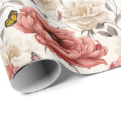 ヴィンテージエレガントの蝶の花 ラッピングペーパー (ロールコーナー)